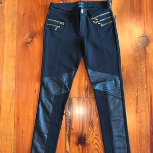 Marezzi edgy black leather accent pant